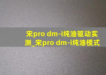 宋pro dm-i纯油驱动实测_宋pro dm-i纯油模式